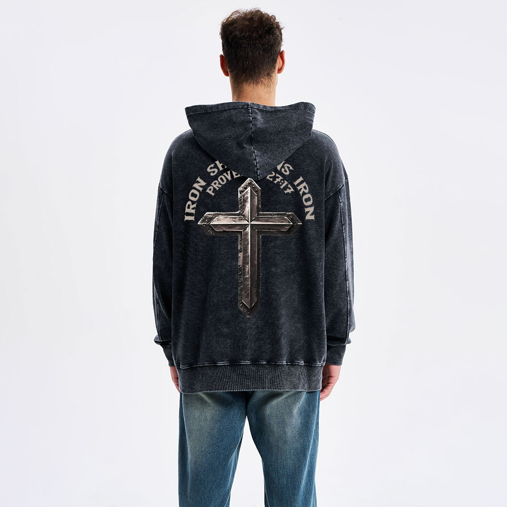 Iron Sharpens Iron Christian Washed Hoodie