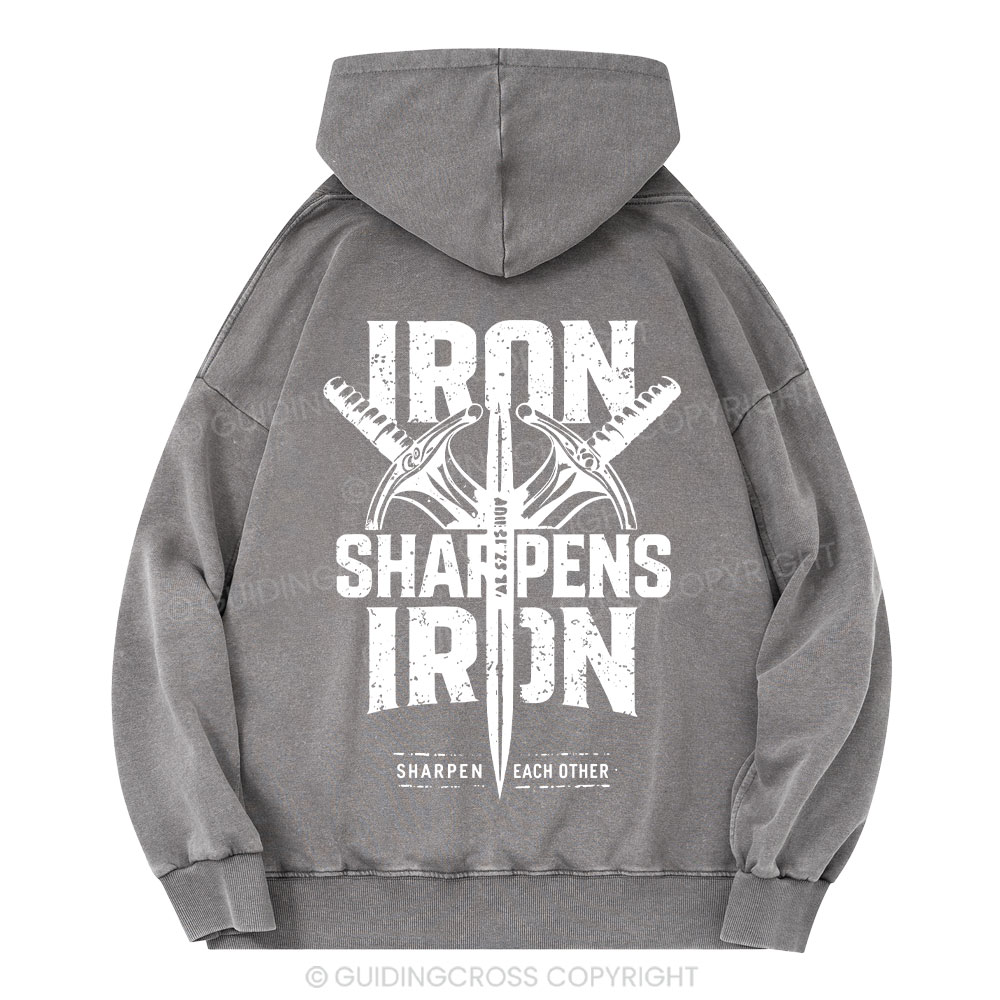 Iron Sharpens Iron Christian Washed Hoodie 