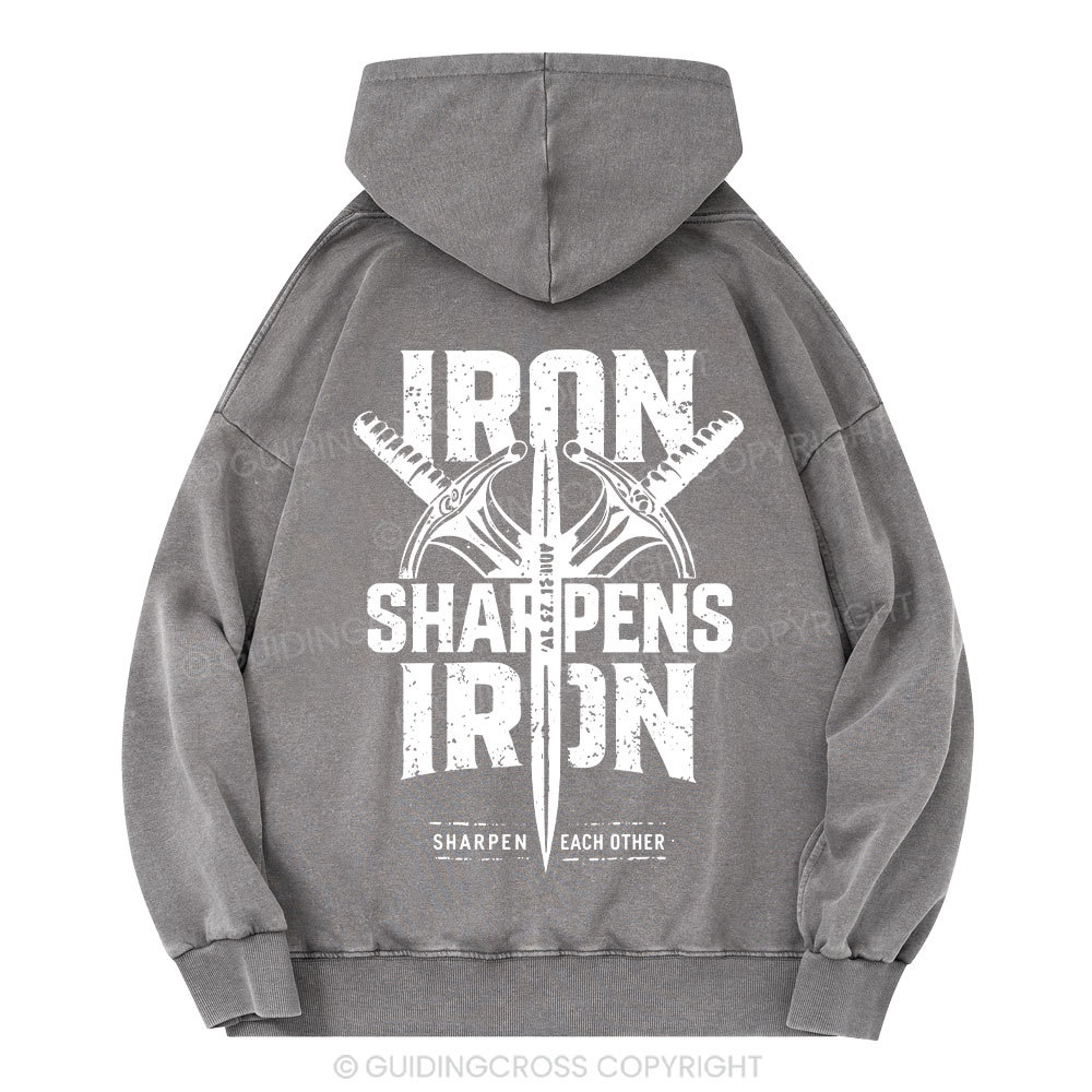 Iron Sharpens Iron Christian Washed Hoodie 