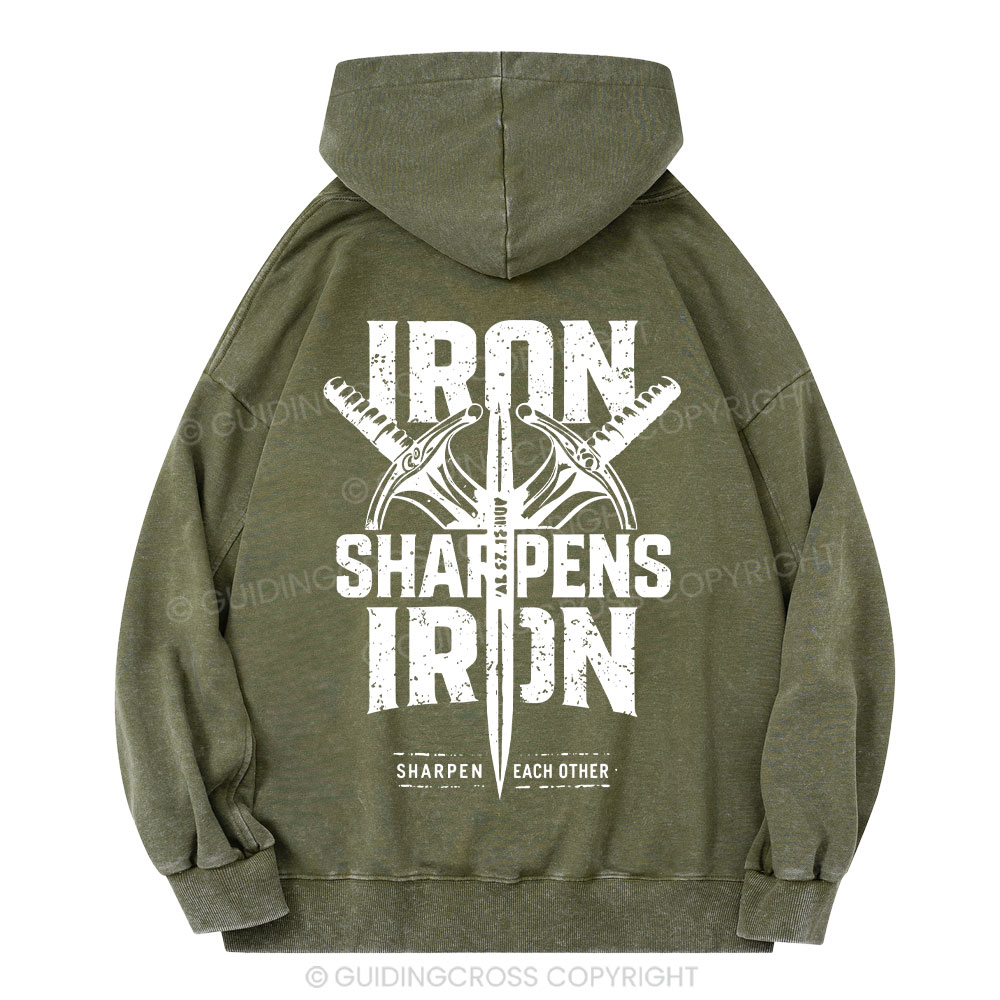 Iron Sharpens Iron Christian Washed Hoodie 