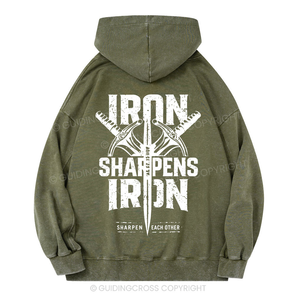 Iron Sharpens Iron Christian Washed Hoodie 