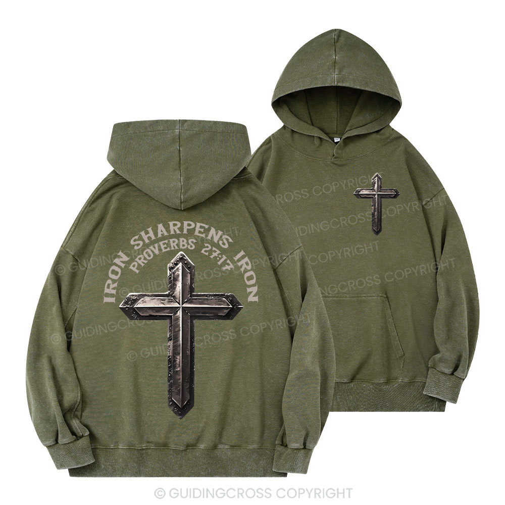 Iron Sharpens Iron Christian Washed Hoodie
