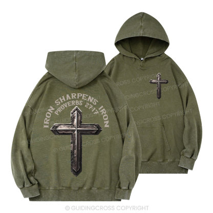 Iron Sharpens Iron Christian Washed Hoodie