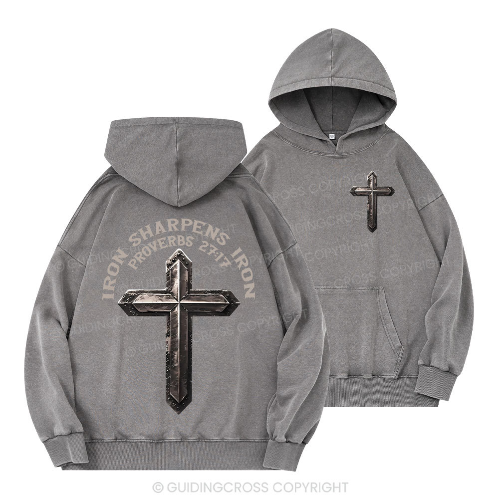 Iron Sharpens Iron Christian Washed Hoodie