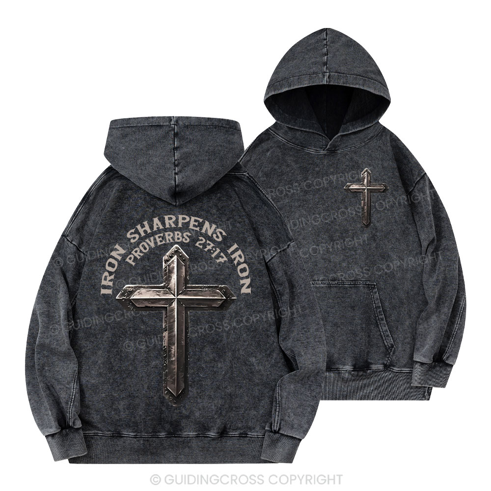Iron Sharpens Iron Christian Washed Hoodie