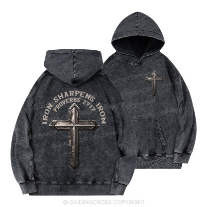Iron Sharpens Iron Christian Washed Hoodie