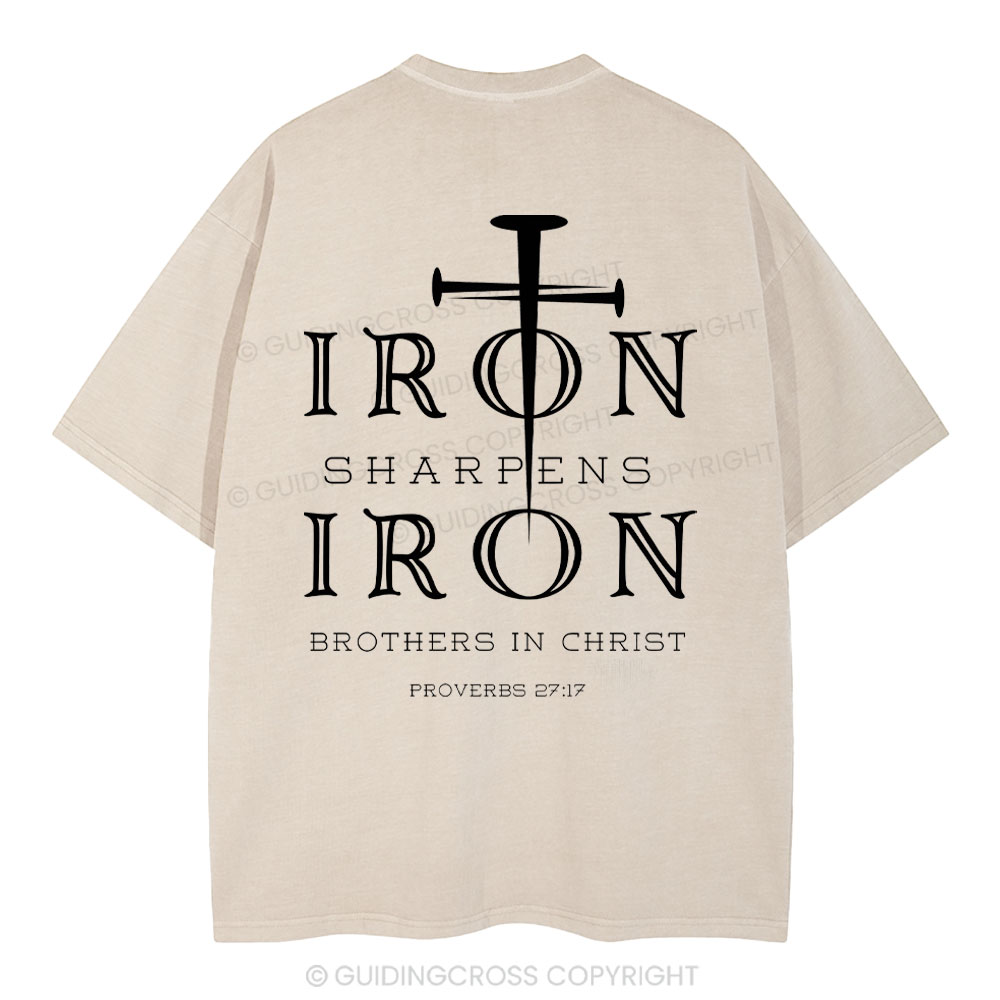 Iron Sharpens Iron Christian Washed T-Shirt