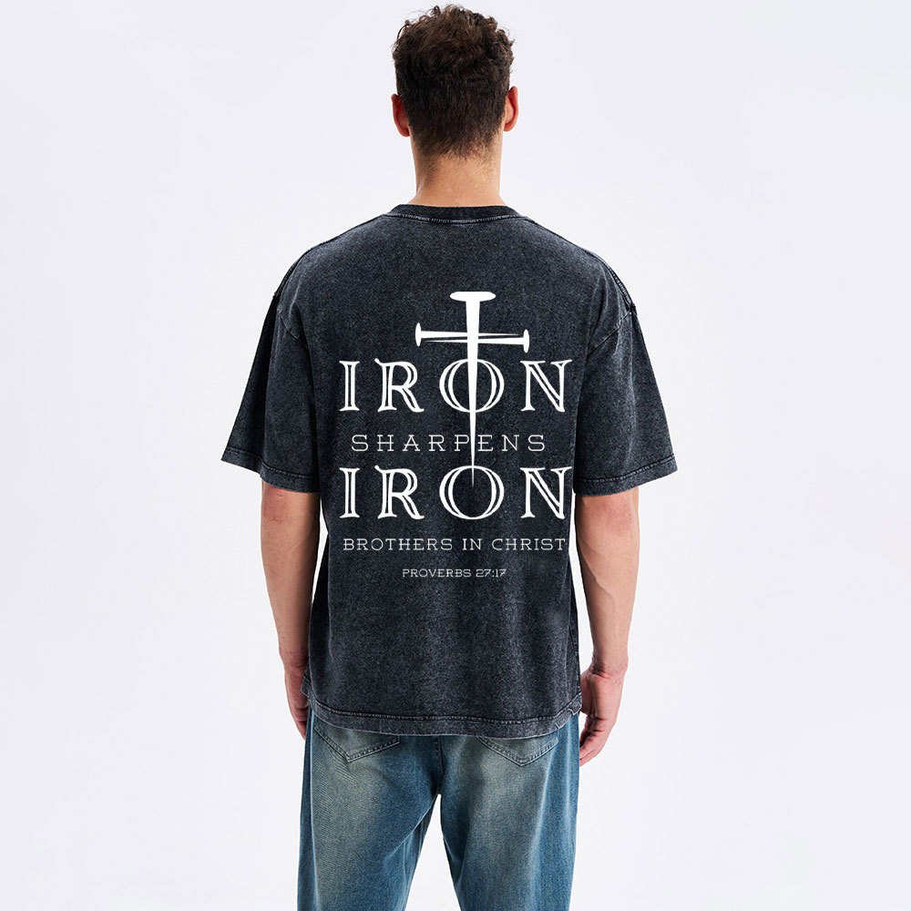 Iron Sharpens Iron Christian Washed T-Shirt