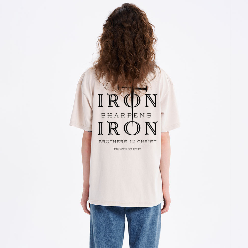 Iron Sharpens Iron Christian Washed T-Shirt