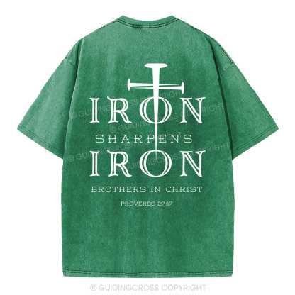 Iron Sharpens Iron Christian Washed T-Shirt