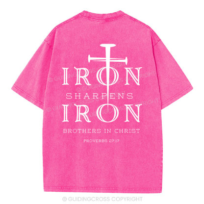 Iron Sharpens Iron Christian Washed T-Shirt