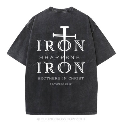 Iron Sharpens Iron Christian Washed T-Shirt