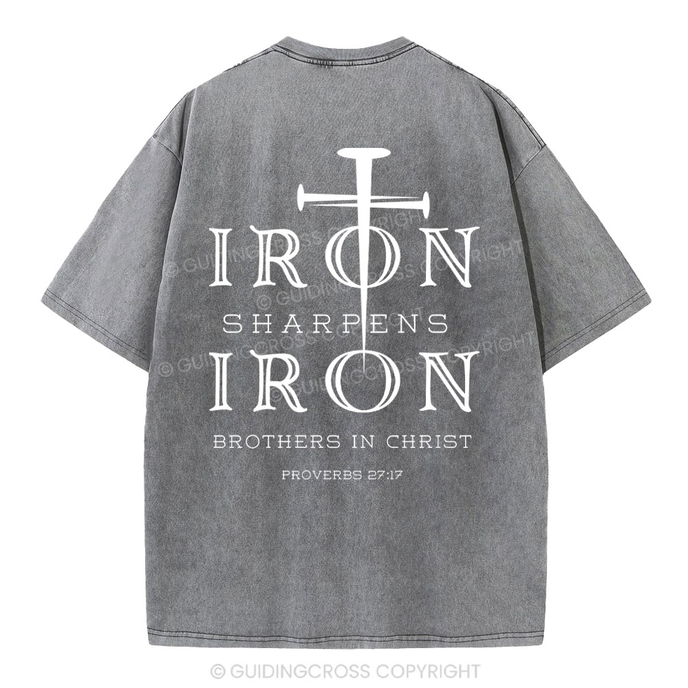 Iron Sharpens Iron Christian Washed T-Shirt