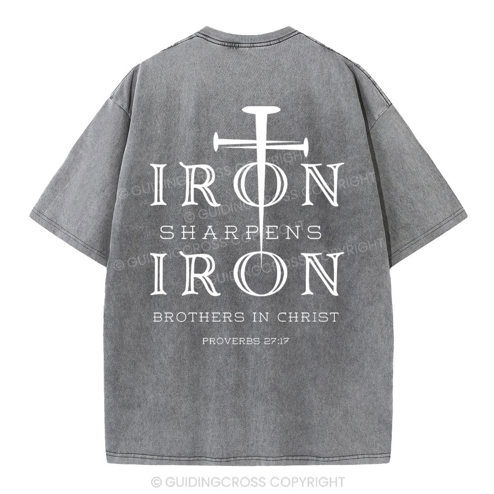 Iron Sharpens Iron Christian Washed T-Shirt
