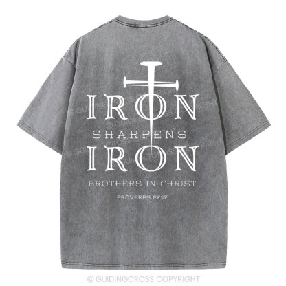Iron Sharpens Iron Christian Washed T-Shirt