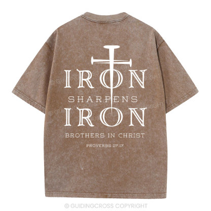 Iron Sharpens Iron Christian Washed T-Shirt