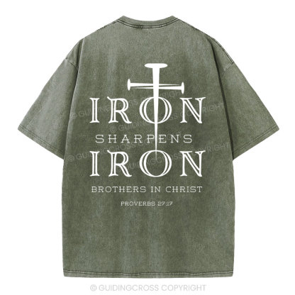 Iron Sharpens Iron Christian Washed T-Shirt