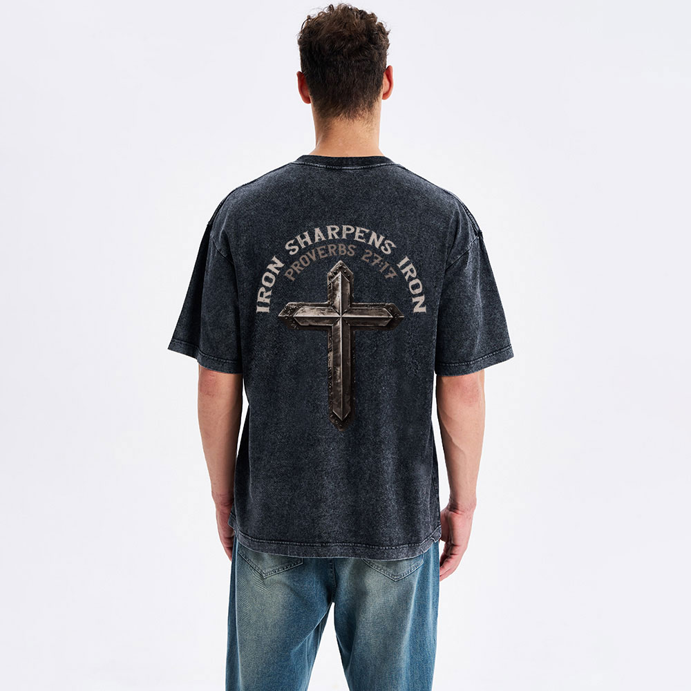 Iron Sharpens Iron Christian Washed T-Shirt