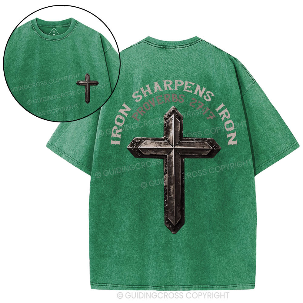 Iron Sharpens Iron Christian Washed T-Shirt