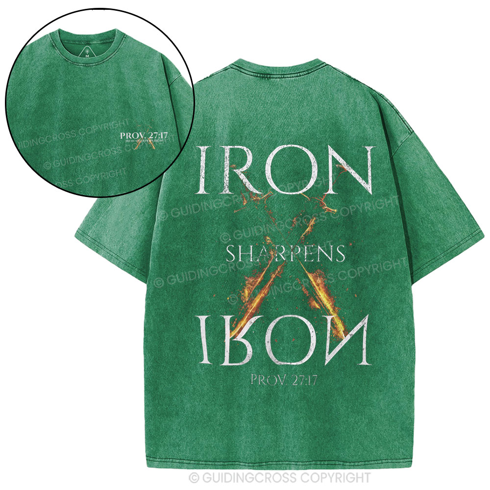 Iron Sharpens Iron Christian Washed T-Shirt