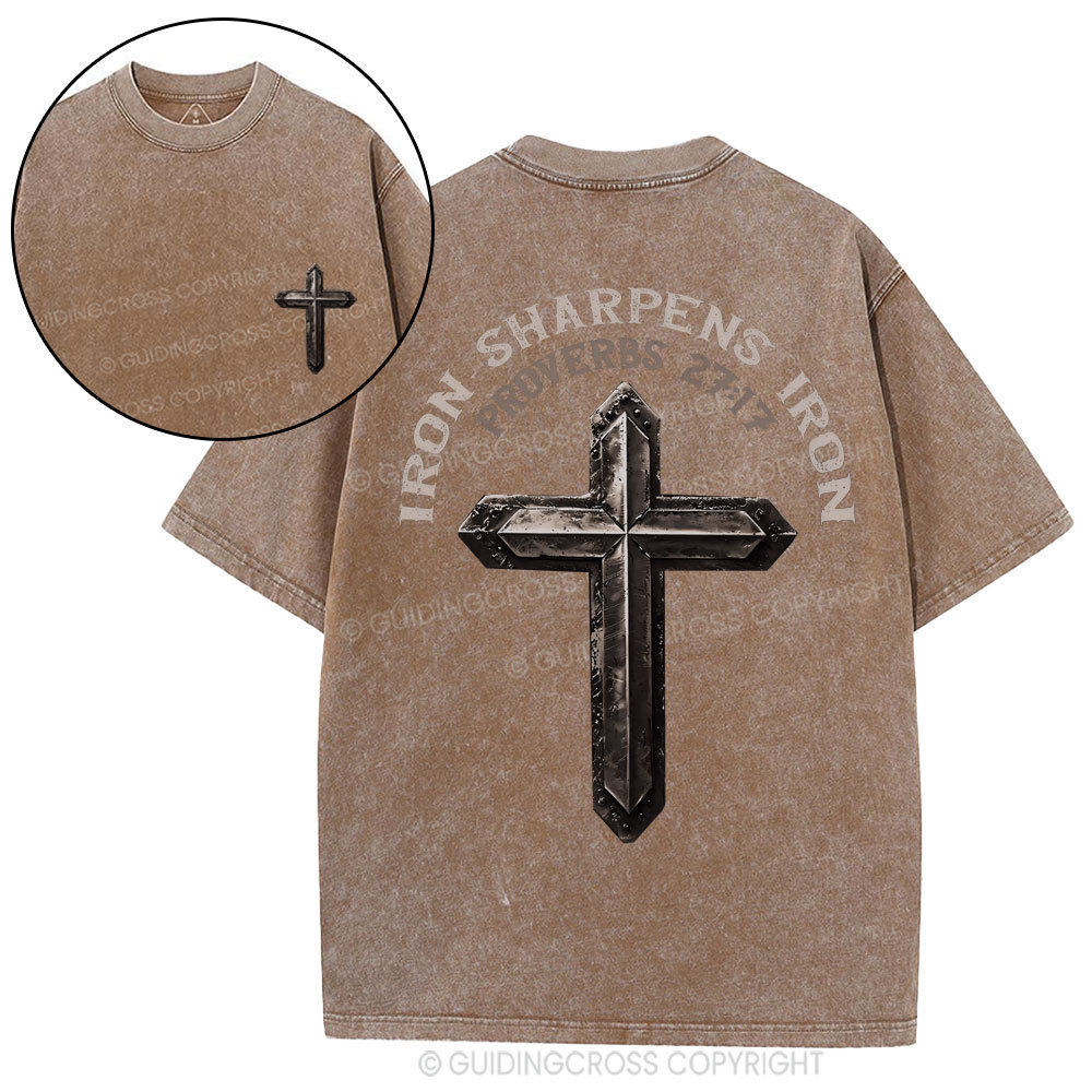 Iron Sharpens Iron Christian Washed T-Shirt
