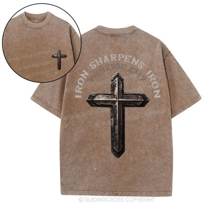 Iron Sharpens Iron Christian Washed T-Shirt