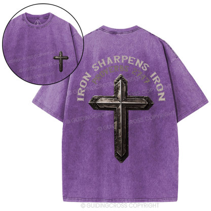Iron Sharpens Iron Christian Washed T-Shirt