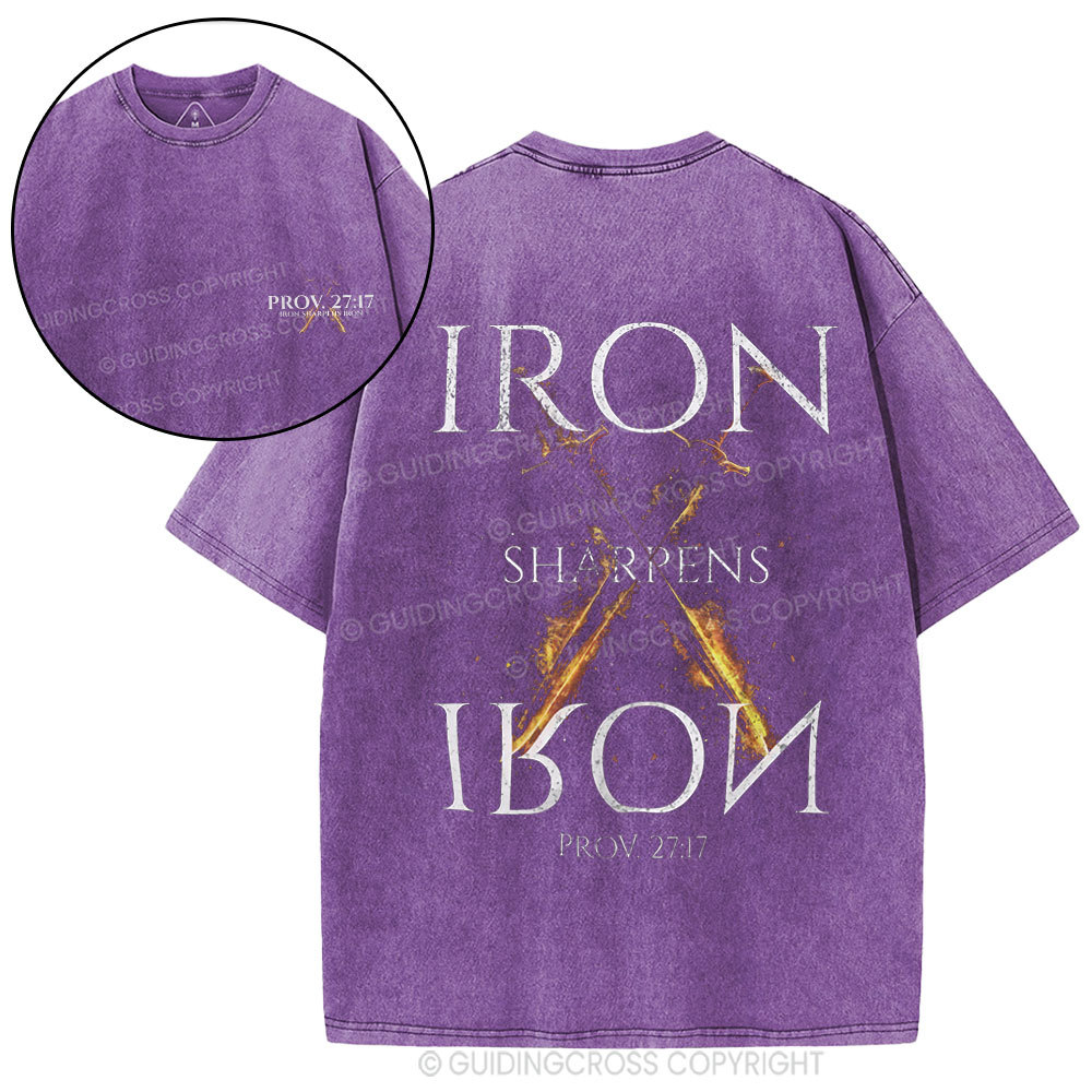 Iron Sharpens Iron Christian Washed T-Shirt