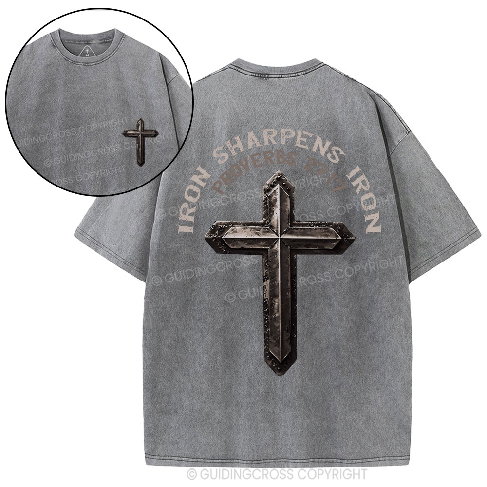 Iron Sharpens Iron Christian Washed T-Shirt