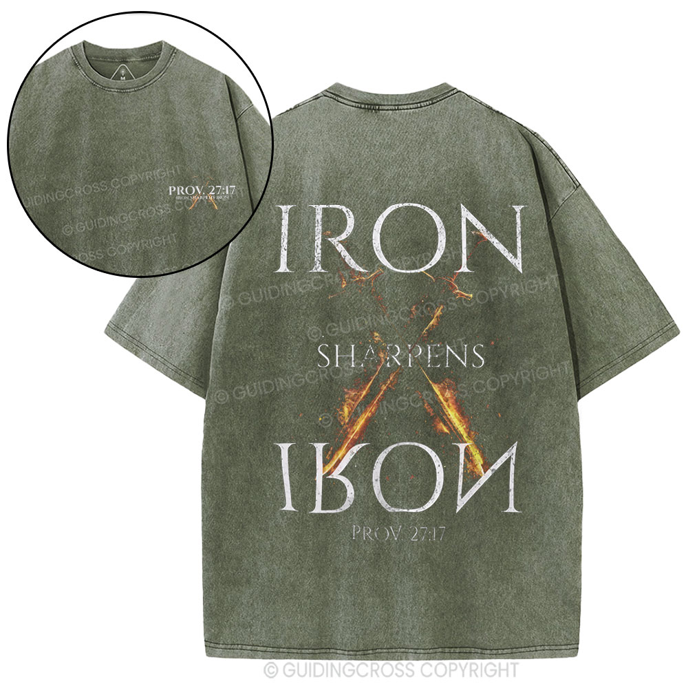 Iron Sharpens Iron Christian Washed T-Shirt