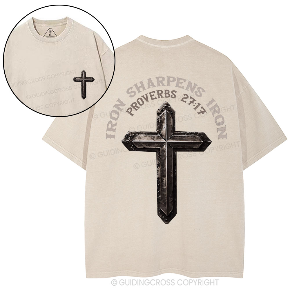 Iron Sharpens Iron Christian Washed T-Shirt