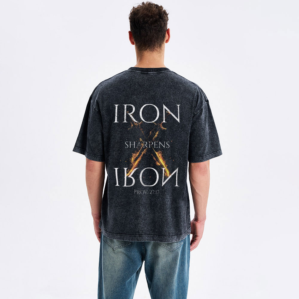 Iron Sharpens Iron Christian Washed T-Shirt