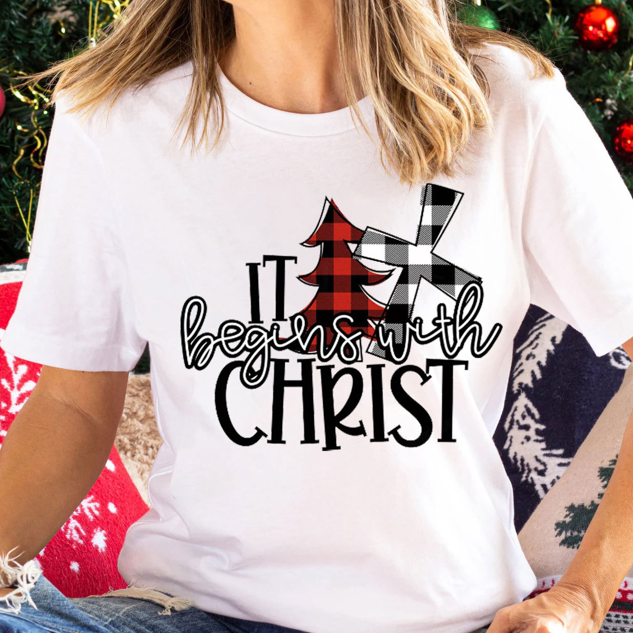 It Begins With Christ Christian T-Shirt