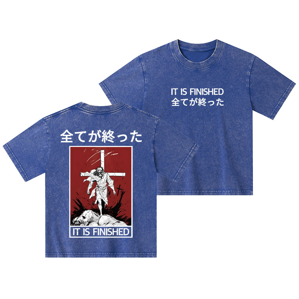 It Is Finished Christian Kid Washed T-Shirt