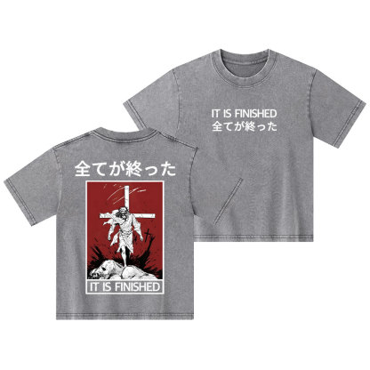 It Is Finished Christian Kid Washed T-Shirt