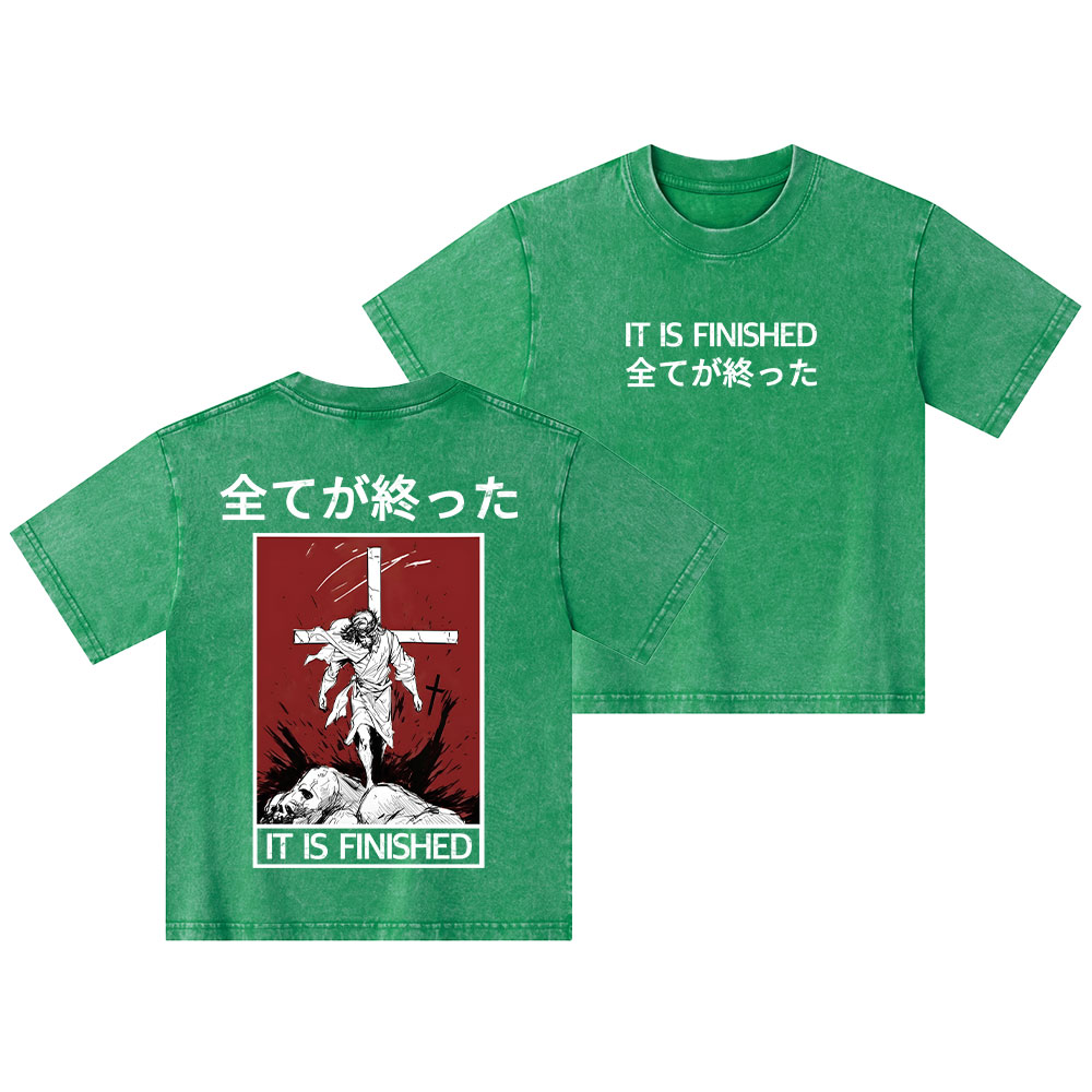 It Is Finished Christian Kid Washed T-Shirt