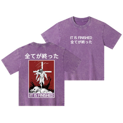 It Is Finished Christian Kid Washed T-Shirt