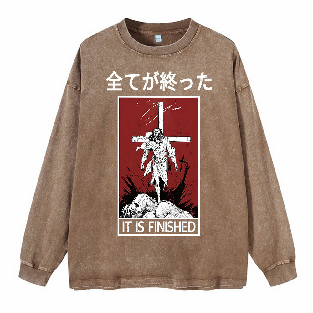 It Is Finished Washed Long Sleeve T-Shirt