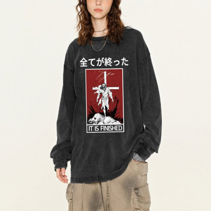 It Is Finished Washed Long Sleeve T-Shirt