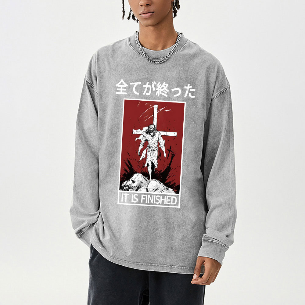 It Is Finished Washed Long Sleeve T-Shirt