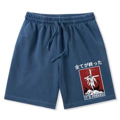 It Is Finished Christian Washed Shorts
