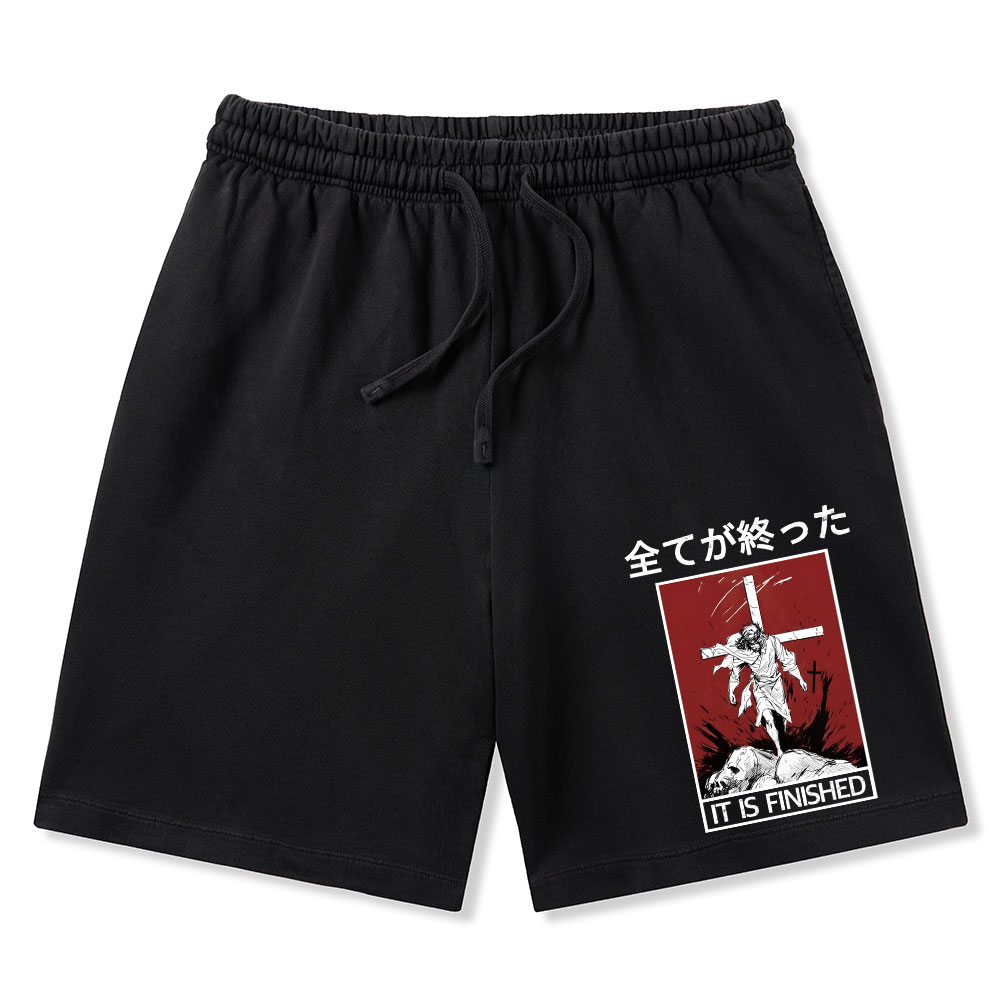 It Is Finished Christian Washed Shorts