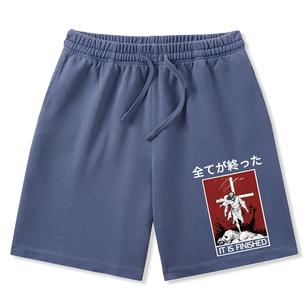 It Is Finished Christian Washed Shorts
