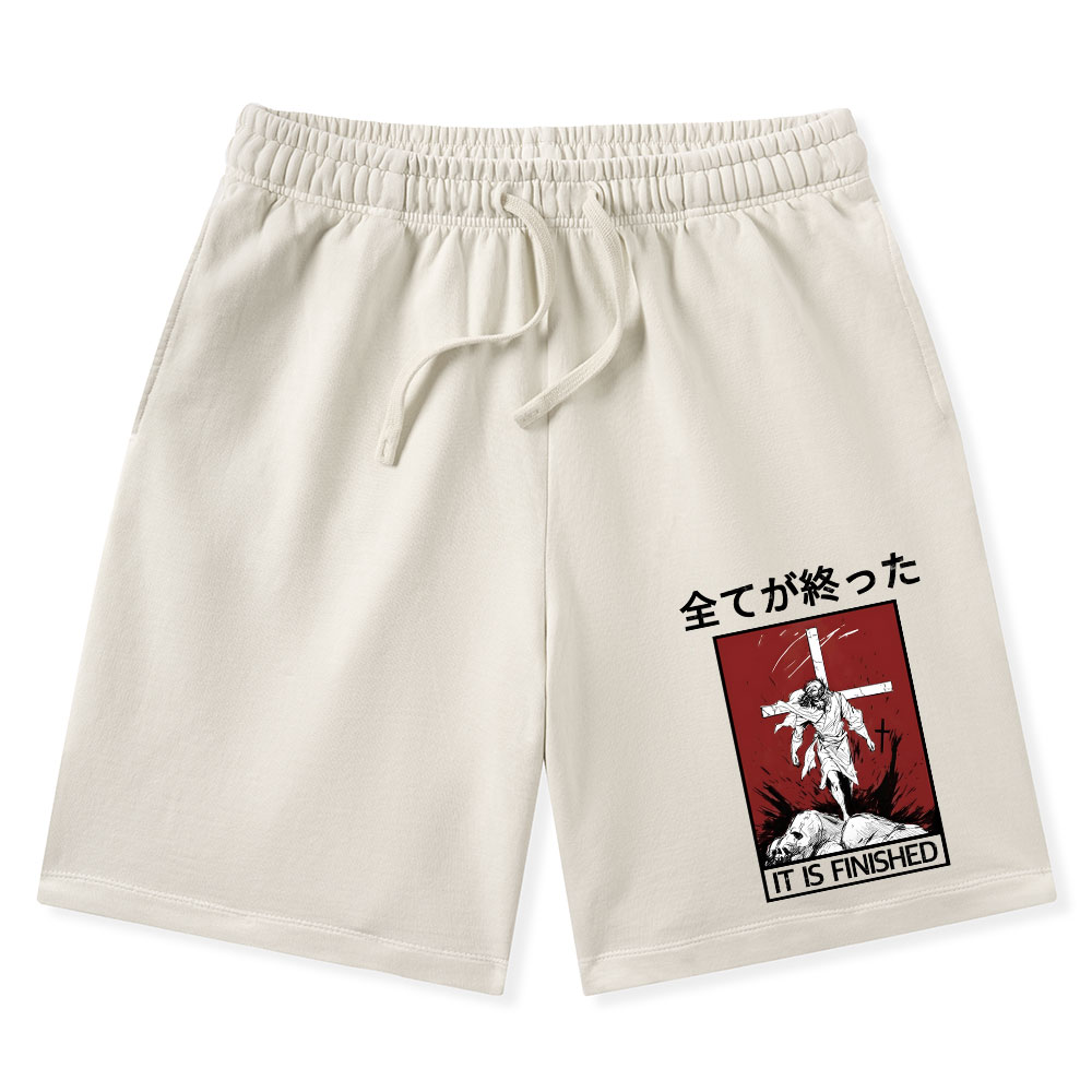 It Is Finished Christian Washed Shorts