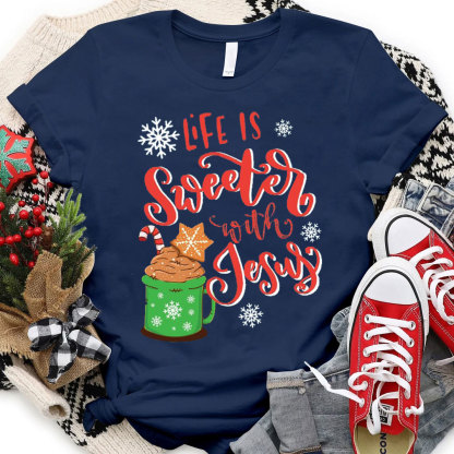 It Is Sweet With Jesus Christmas Christian T-Shirt