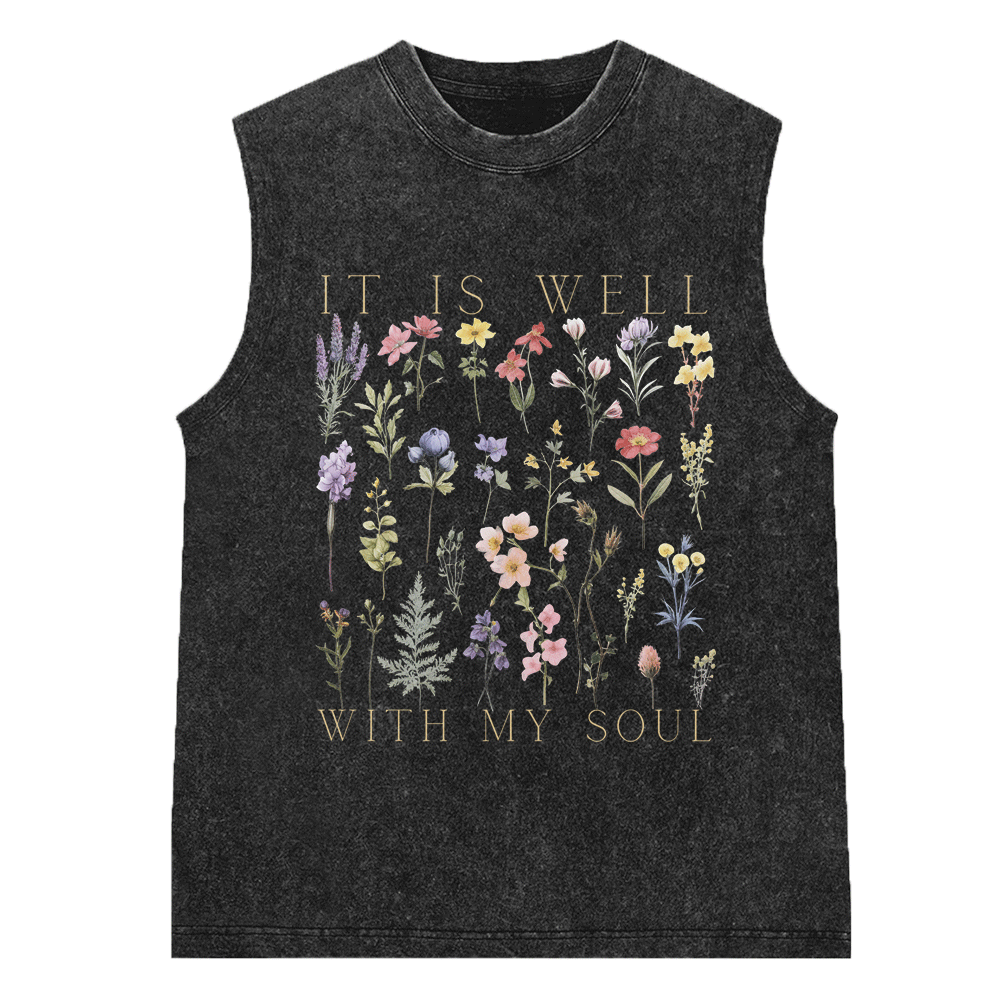It Is Well With My Soul Christian Washed Sleeveless Tee