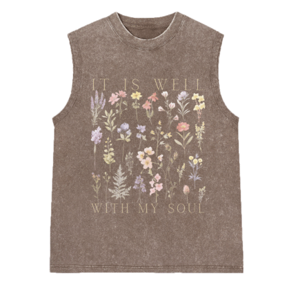 It Is Well With My Soul Christian Washed Sleeveless Tee