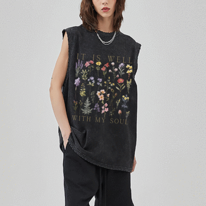 It Is Well With My Soul Christian Washed Sleeveless Tee