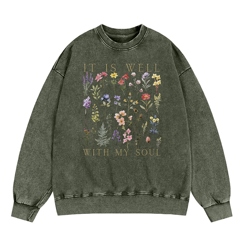 It Is Well With My Soul Christian Washed Sweatsshirt