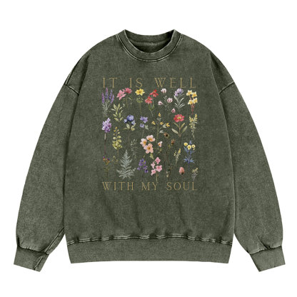 It Is Well With My Soul Christian Washed Sweatsshirt